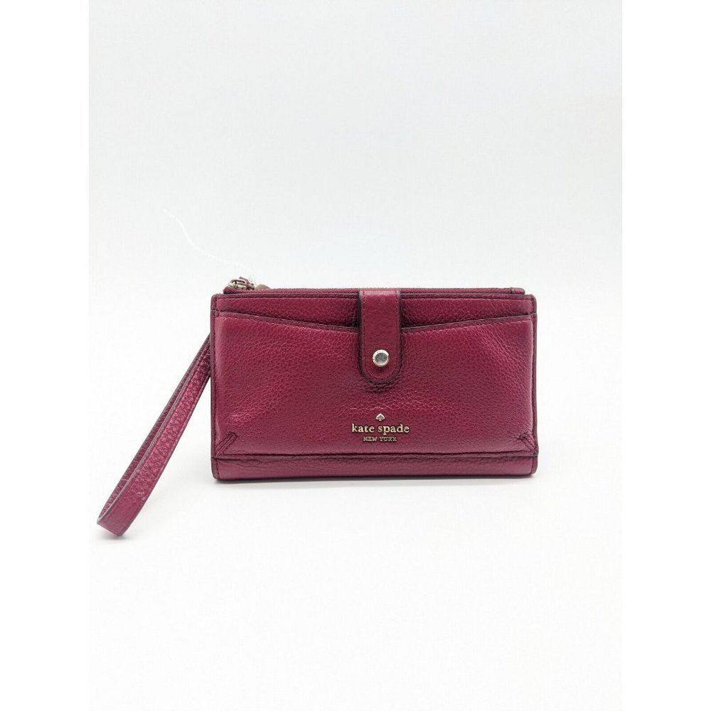 KATE SPADE leather wallet wristlet pouch phone bag - PLUM